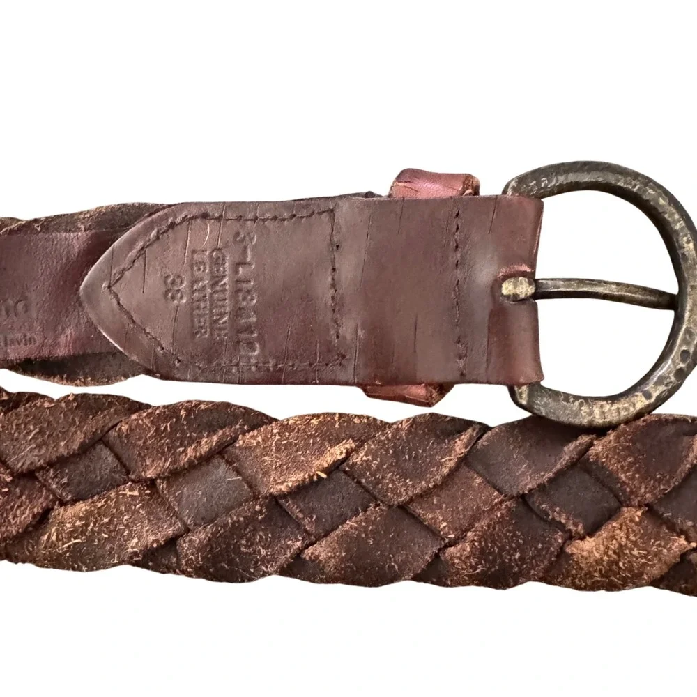 Leather Island Vintage thick Braided Leather Belt‎ Dark Brown Bill Lavin size 38
